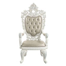 Vanaheim Arm Chair 2Pc, Beige Faux Leather & Antique White Finish Acme