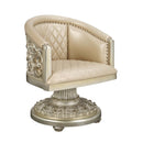 Sorina Arm Chair, Faux Leather & Antique Gold Finish Acme