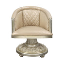 Sorina Arm Chair, Faux Leather & Antique Gold Finish Acme