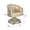 Sorina Arm Chair, Faux Leather & Antique Gold Finish Acme