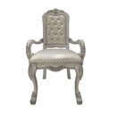 Dresden Arm Chair 2Pc, Faux Leather & Bone White Finish Acme