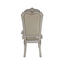 Dresden Arm Chair 2Pc, Faux Leather & Bone White Finish Acme