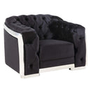 Pyroden Chair, Black Velvet & Chrome Finish Acme