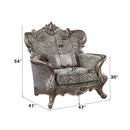Elozzol Chair w/Pillow, Fabric & Antique Bronze Finish Acme