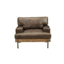 Silchester Chair, Distress Chocolate Top Grain Leather & Oak Finish Acme