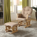 Rehan Glider Chair & Ottoman, Taupe Microfiber & Natural Oak Finish Acme