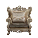 Ranita Chair w/2 Pillows, Fabric & Champagne Finish Acme