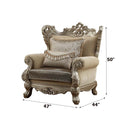 Ranita Chair w/2 Pillows, Fabric & Champagne Finish Acme