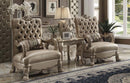 Dresden Chair w/Pillow, Bone Velvet & Gold Patina Finish Acme