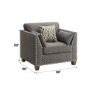 Laurissa Chair w/3 Pillows, Light Charcoal Linen Acme