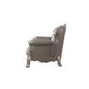 Dresden Chair w/Pillow, Faux Leather & Vintage Bone White Finish Acme