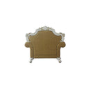 Picardy Chair w/Pillow, Butterscotch Faux Leather & Antique Pearl Finish Acme