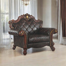 Picardy Chair w/Pillow, Faux Leather & Honey Oak Finish Acme