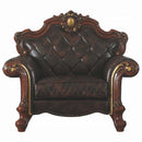 Picardy Chair w/Pillow, Faux Leather & Honey Oak Finish Acme
