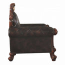 Picardy Chair w/Pillow, Faux Leather & Honey Oak Finish Acme