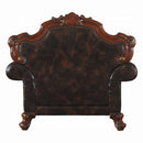 Picardy Chair w/Pillow, Faux Leather & Honey Oak Finish Acme