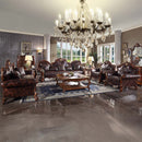 Picardy Chair w/Pillow, Faux Leather & Honey Oak Finish Acme