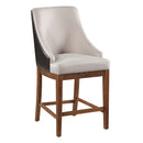 Gilsea Counter Height Chair 2Pc, Fabric, Brown Faux Leather & Brown Finish Acme