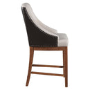Gilsea Counter Height Chair 2Pc, Fabric, Brown Faux Leather & Brown Finish Acme