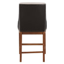 Gilsea Counter Height Chair 2Pc, Fabric, Brown Faux Leather & Brown Finish Acme