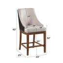 Gilsea Counter Height Chair 2Pc, Fabric, Brown Faux Leather & Brown Finish Acme