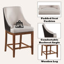 Gilsea Counter Height Chair 2Pc, Fabric, Brown Faux Leather & Brown Finish Acme