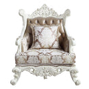 Vanaheim Chair w/Pillow, Fabric & Antique White Finish Acme