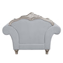 Pelumi Chair w/3 Pillows, Light Gray Linen & Platinum Finish Acme