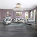 Pelumi Chair w/3 Pillows, Light Gray Linen & Platinum Finish Acme