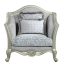 Qunsia Chair w/2 Pillows, Light Gray Linen & Champagne Finish Acme