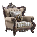 Ragnar Chair w/2 Pillows, Light Brown Linen & Cherry Finish Acme