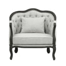 Samael Chair w/Pillow, Gray Linen & Dark Brown Finish Acme