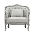 Samael Chair w/Pillow, Gray Linen & Gray Oak Finish Acme