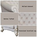 Vendome II Chair w/2 Pillows, Two Tone Ivory Fabric & Antique Pearl Finish Acme