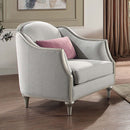Kasa Chair w/Pillow, Beige Linen & Champagne Finish Acme