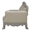 Dresden Chair w/2 Pillows, Faux Leather & Bone White Finish Acme