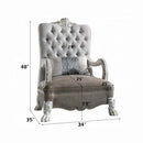 Dresden Chair w/Pillow, Faux Leather & Bone White Finish Acme