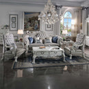 Dresden Chair w/Pillow, Faux Leather & Bone White Finish Acme