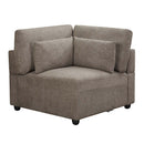 Rylie Modular - Wedge w/3 Pillows, Brown Linen Acme