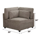 Rylie Modular - Wedge w/3 Pillows, Brown Linen Acme