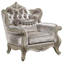 Libertee Chair w/Pillow, Beige Fabric & Champagne Finish Acme