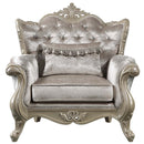 Libertee Chair w/Pillow, Beige Fabric & Champagne Finish Acme