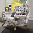 Libertee Chair w/Pillow, Beige Fabric & Champagne Finish Acme