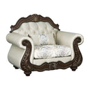 Pierce Chair w/Pillow, Beige Fabric & Cherry Finish Acme