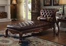 Dresden Chaise w/Pillow, Cherry Faux Leather & Cherry Oak Finish Acme