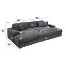 Hilde Chaise w/2 Pillows, Dark Gray Corduroy Acme