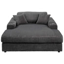 Hilde Chaise w/2 Pillows, Dark Gray Corduroy Acme