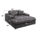 Hilde Chaise w/2 Pillows, Dark Gray Corduroy Acme