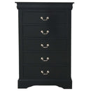 Louis Philippe III 5 Storage Drawers Chest, Black Finish Acme