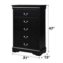 Louis Philippe 5 Storage Drawers Chest, Black Finish Acme